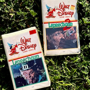 Leprechaun 1 + 2 Video VHS Lot Bundle starring Warwick Davis Spoof Custom Tape and Clamshell Cover