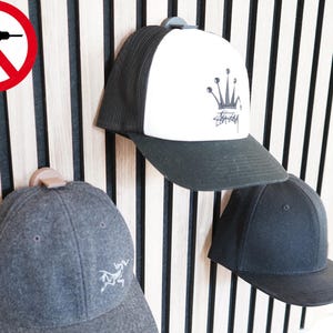 Base Cap Halter V2 für Akustikpaneele oder Wandmontage zum Aufbewahren von Kappen, Mützen, Caps |  ohne bohren| Austauschbar | Haken