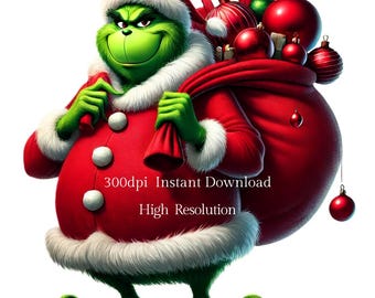 5 Whimsical Grinch Christmas Clipart | 5 Unique PNGs for Your Holiday Projects | Download Now | grinch santa claus