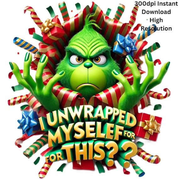 5 Funny Grinch Christmas PNG Clipart | Grinch Santa Claus | Grinch Christmas Mug Decor | Grinch Clipart for Junk Journals & Party Decor