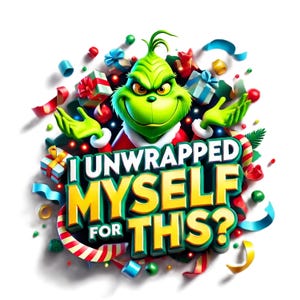 3D Disney-inspired Grinch bursting through festive wrapping paper, perfect for Christmas decor, mugs, shirts, and junk journals. High-quality PNG clipart capturing the Grinch mischievous and humorous expressions ; USA ; Fun Christmas ; Grinch files