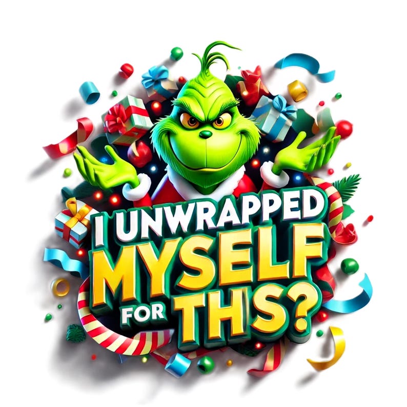 3D Disney-inspired Grinch bursting through festive wrapping paper, perfect for Christmas decor, mugs, shirts, and junk journals. High-quality PNG clipart capturing the Grinch mischievous and humorous expressions ; USA ; Fun Christmas ; Grinch files