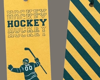 Personalized Hockey Bookmark: School Colors, Name & Number