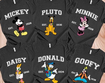 Disney Friends T-Shirt – Mickey and Minnie Mouse, Pluto, Donald, Daisy, and Goofy