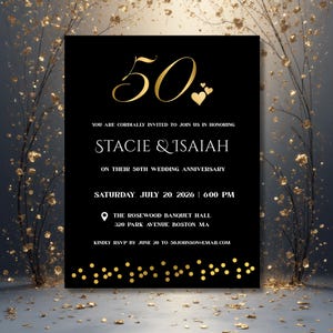 結婚50周年記念招待状｜記念日招待状｜編集可能なテンプレート