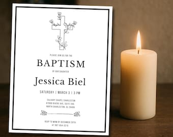 Baptism invitation | Christening invite | Editable template