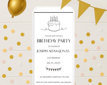 21st Birthday Video Invitation Template | Editable Party Invite | Digital Download