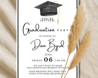 Graduation invitation | Editable template | Digital download