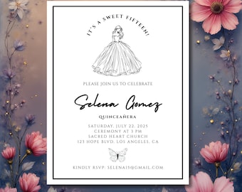 Quitte Einladung | Quinceanera einladen | Einladung Vorlage | Geburtstagseinladung | Bearbeitbare Einladung | 15.Geburtstag