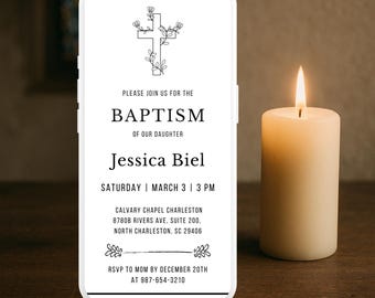 Baptism Video Invitation Template | Christening Invite (Digital Download)