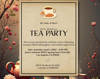 Invito al tea party / Modello modificabile