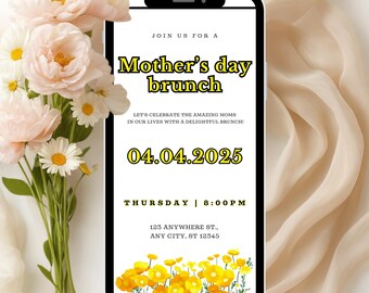 Mother's day brunch invitation e-vite | Editable template | Digital download