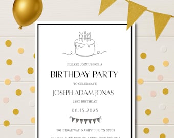 21st Birthday Invitation | Editable template