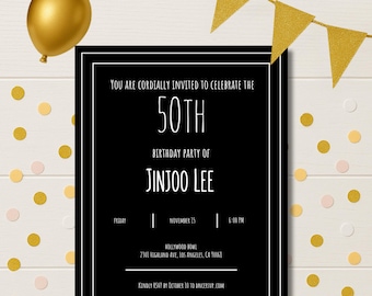 Plantilla de invitación para el 50 cumpleaños / Personalizable / Descarga digital