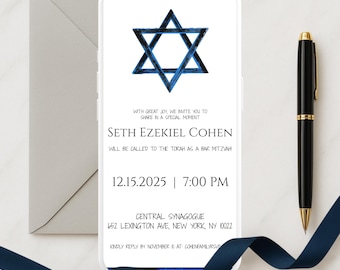 Bar mitzvah video invitation | Bar mitzvah invite | Bar mitzvah party | Editable invitation