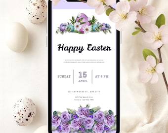 Easter invitation e-vite | Editable template | Digital download