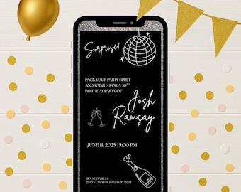 Editable 30th Birthday E-vite | Canva Template (Digital Download)