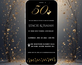 50th Wedding anniversary invitation e-vite | Anniversary invite | Editable template
