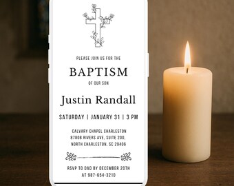 Baptism Video Invitation Template | Christening Invite | Digital download