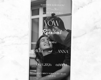 Vow renewal video invitation | Wedding anniversary invite | Editable template | Digital download
