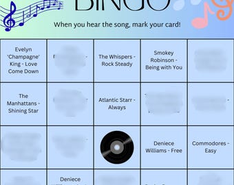Classic/Old School Music Bingo Cards, Tune Trivia Game, 50 cards, Playlist included!