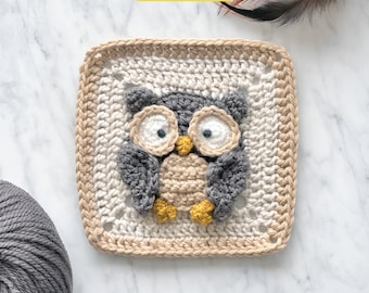 Owl Granny Square Crochet Pattern: Forest Animal Baby Blanket (Digital PDF)