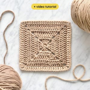 Eenvoudig haakpatroon oma vierkant: stapsgewijze videotutorial (digitaal pdf-patroon)