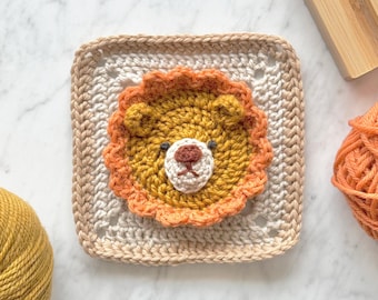 Lion Granny Square Crochet Pattern: Jungle Safari Animal Baby Blanket (Digital PDF Pattern)