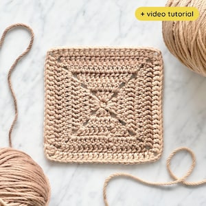 Basic Granny Square Crochet Pattern with Step-By-Step Video Tutorial ⸱ Solid Granny Square ⸱ Blanket ⸱ Digital PDF Crochet Pattern