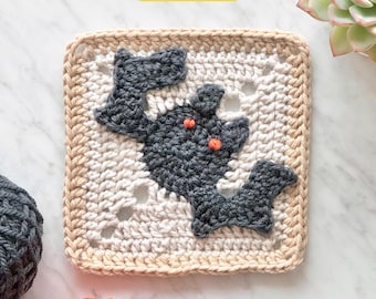 Bat Granny Square Crochet Pattern with Video Tutorial: Animal Baby Blanket (Digital PDF Pattern)