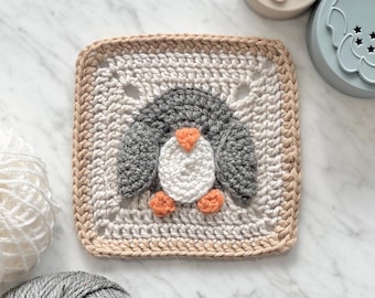 Penguin Granny Square Crochet Pattern: Winter Arctic Animal Baby