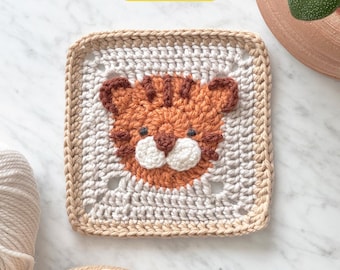 Tiger Granny Square Crochet Pattern: Jungle Safari Animal Baby Blanket (Digital PDF Pattern)