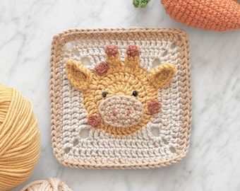 Giraffe Granny Square Crochet Pattern ⸱ Jungle ⸱ Safari Animals ⸱ Baby Blanket ⸱ Digital PDF Crochet Pattern