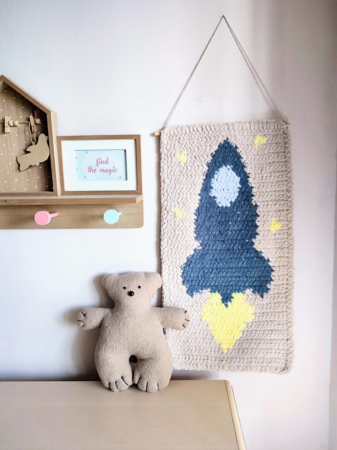 Spaceship Rocket Woven Wall Hanging Wall Tapestry Hanging Woven Rocket ...