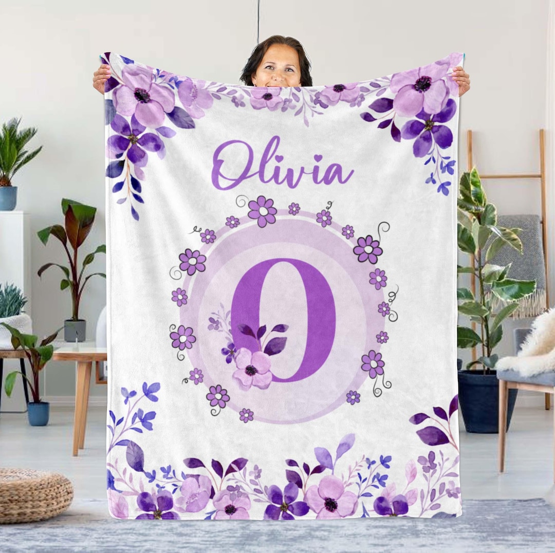 Personalized Baby Blanket With Name - Custom Fleece Throw 50x60 Inches With Flower Design For Kids & Adults - View #12