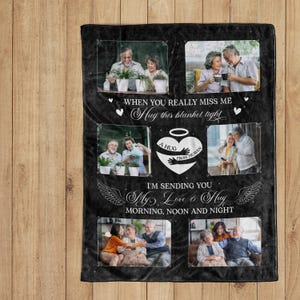 Personalized Memorial Blanket, Dad Blanket with Photo, In Loving Memory, Remembrance Gift, Loss Mom Blanket, A Hug From Heaven Gift