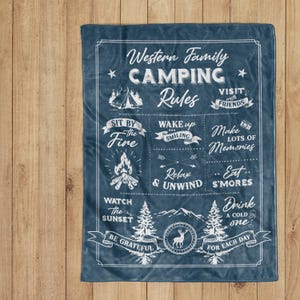 Personalized Camping Blanket, Custom Camp Bach Blanket, Happy Campers Blanket, Family Adventure Gift Camping Blanket, Camping Bedding Gift