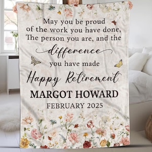 Personalized Retirement Gifts for Women Retirement Blanket for Boss Coworker Farewell Retirement Party, Retired Gift Ideas for Her Coworker