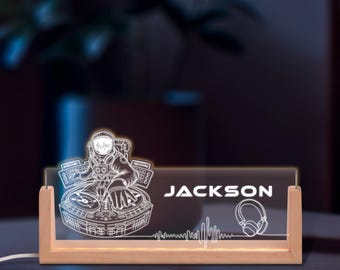 Personalized DJ Night Light | Custom Music Producer Desk Name Plate | Gift for DJ Club & Music Lovers | Studio Decor Lamp Gift for Him