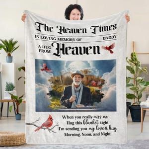A Hug From Heaven Grandma Fleece Sherpa Blanket, Personalized Loss of Grandpa Fleece Blanket, Loss of Loved Blanket, Remembrance Gifts