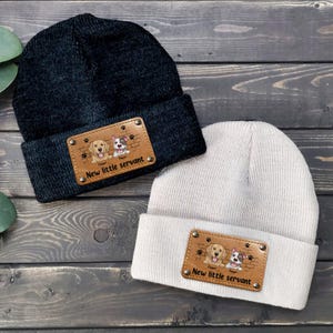Nuovo berretto personalizzato Little Servant con toppa in pelle per bambino e bambina, berretti personalizzati per cuccioli con nome, regalo per neonati, bambini piccoli e bambini