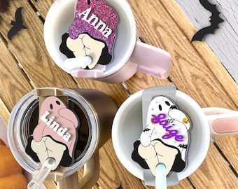 Ghost Spooky Halloween Personalized Tumbler Name Tag for Stanley Cup, Halloween Name Tags for Tumbler