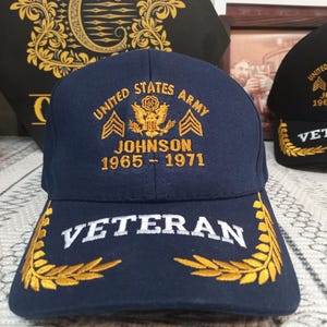 Custom U.S Veteran Embroidered Baseball Cap, Dad Hat Gift for Father's Day, Veteran Gift Idea, Military Cap, Army Navy Air Force Gift (Navy)