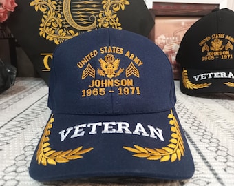 Custom U.S Veteran Embroidered Baseball Cap, Dad Hat Gift for Father's Day, Veteran Gift Idea, Military Cap, Army Navy Air Force Gift (Navy)