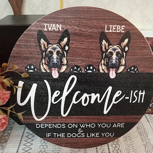 Dog Welcome Sign, Custom Dog Front Door Hanger, Gift for Dog Lover