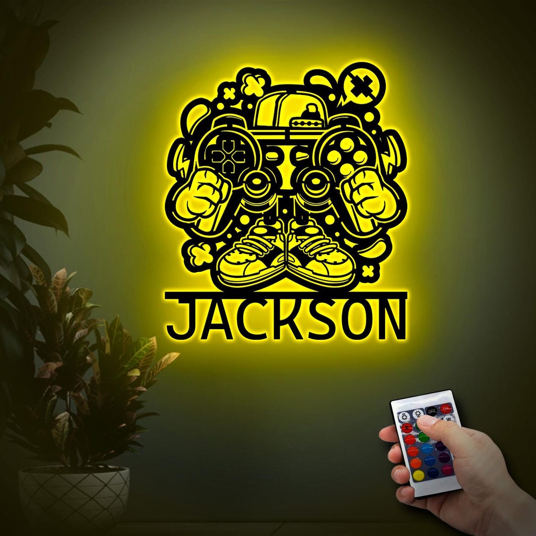 Custom Gamer Metal Led Sign, Gaming Boy Room Decor Video Game ...