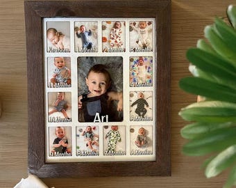 Personalized Baby Newborn First Year Photo Frame Display Board Nursery Gifts