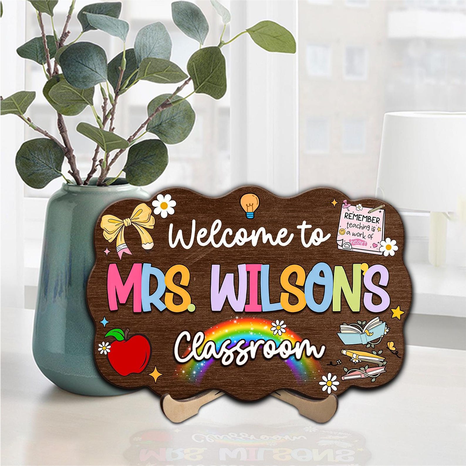 Personalized Welcome to Classroom Door Sign for Teachers, Rainbow ...