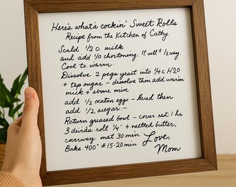 Custom Handwritten Recipe Sign – Personalized Wood Frame Recipe Keepsake from Mom’s Kitchen – Memorial Family Recipe Gift – Kitchen Decor