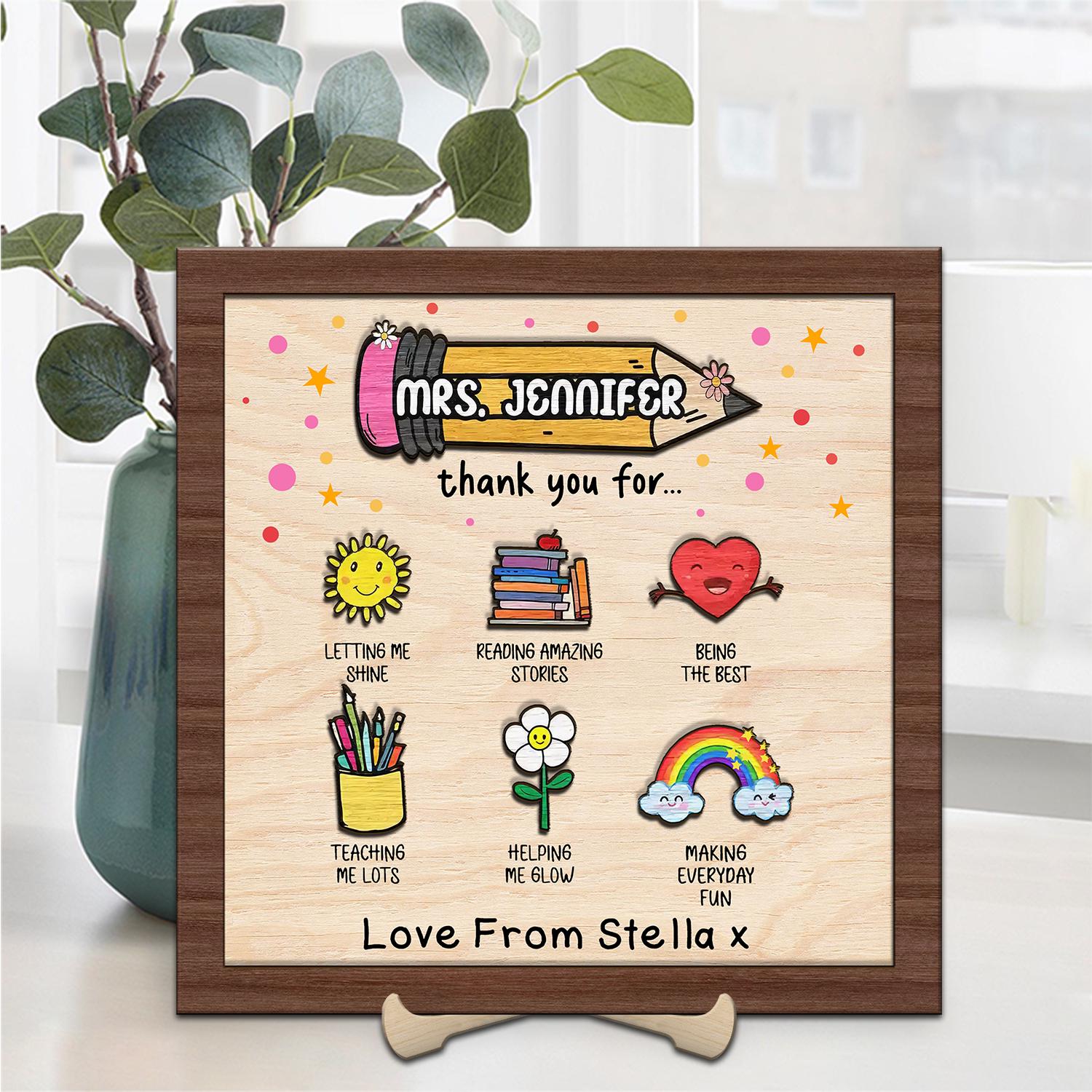Personalized Teacher Wooden Plaque Cute Classroom Desk Sign School ...